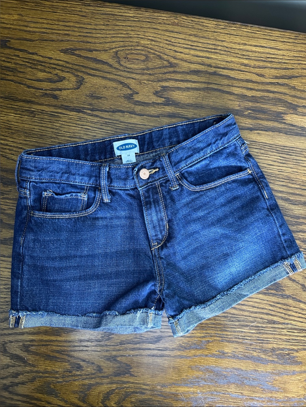 Old Navy Dark Blue Denim Roll-Cuff Kids Shorts